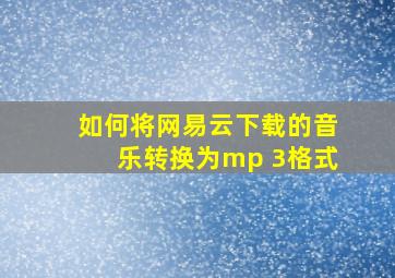 如何将网易云下载的音乐转换为mp 3格式